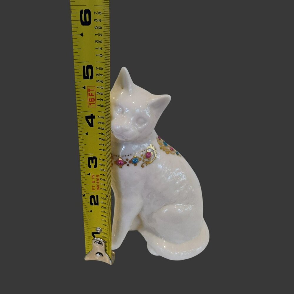 Lenox China Jewels Collectible Cat Figurine, Vintage 1994 White Gold Kitten 5" - Picture 6 of 7